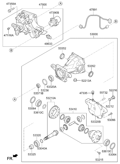 2023 Hyundai Palisade Bearing-Differential Side Diagram for 53066-4G500
