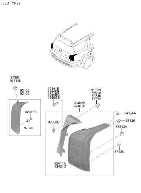 2024 Hyundai Palisade Rear Combination Lamp Diagram 2