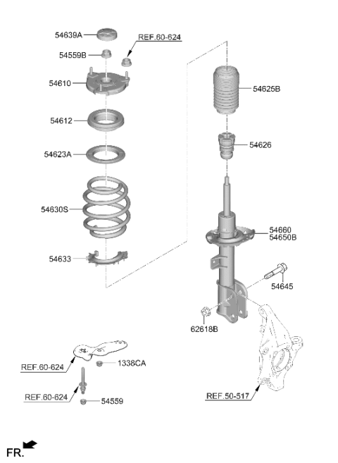 2023 Hyundai Palisade Strut Insulator Assembly Diagram for 54610-S1000