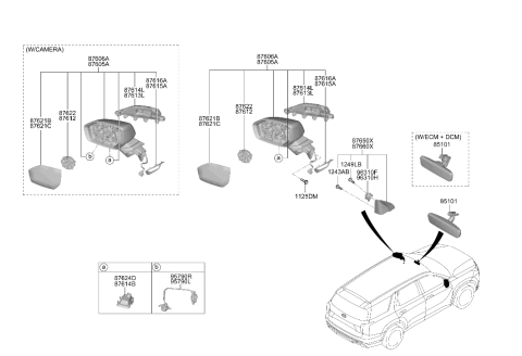2023 Hyundai Palisade Outside Rear View Mirror Assembly Left Hand Diagram for 87610-S8630