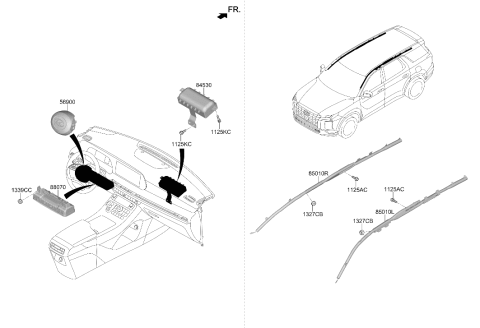 2023 Hyundai Palisade Passenger Air Bag Assembly Diagram for 80310-S8500