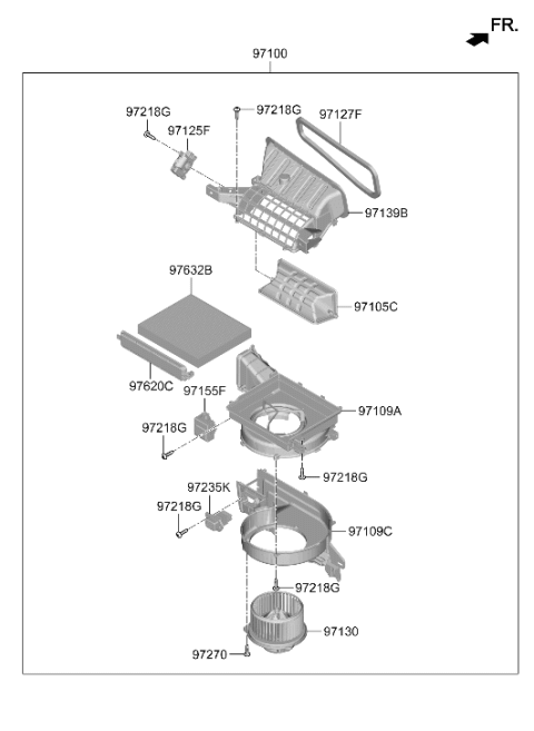 2026 Hyundai Palisade FAN & MOTOR ASSY Diagram for 97113-AT000