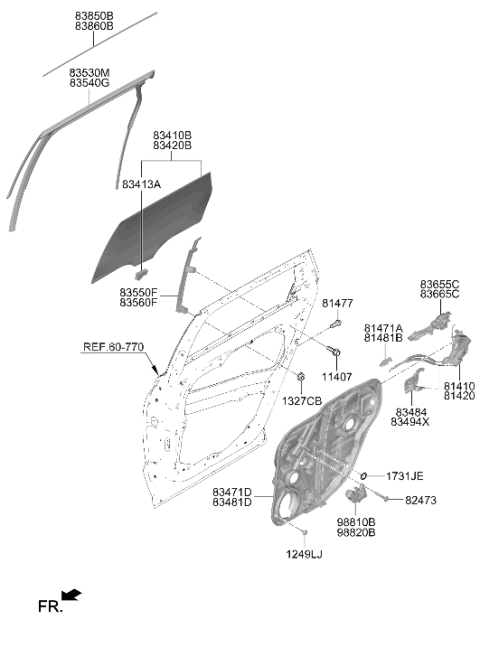 2024 Hyundai Palisade MOTOR ASSY-POWER WDO REG RR,RH Diagram for 83460-S8030