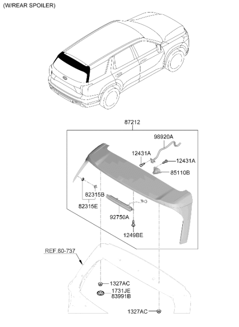 2024 Hyundai Palisade Rear Washer Nozzle Assembly Diagram for 98930-S8000
