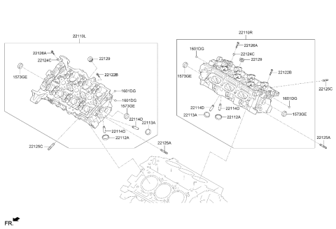 2023 Hyundai Palisade Head Sub Assembly Cylinder Left Hand Diagram for 22110-3L210