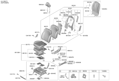 2023 Hyundai Palisade Front Seat Cushion Assembly Left Hand Diagram for 88100-S8BT0-WEX