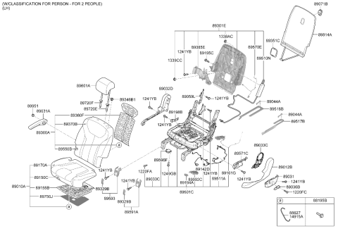 2024 Hyundai Palisade Armrest Assembly Left Hand Diagram for 89908-S1200-WCL