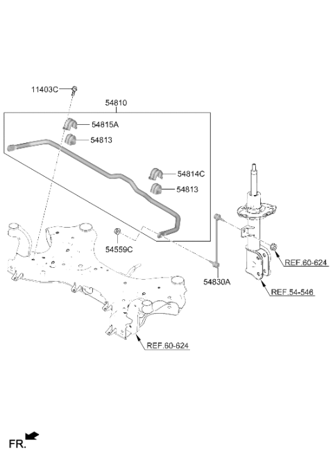 2023 Hyundai Palisade Stabilizer Bar Bush Diagram for 54813-C5000