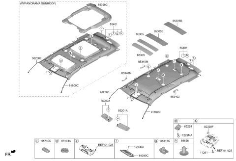 2023 Hyundai Palisade Right Hand Sunvisor Assembly Diagram for 85220-S8600-MMH