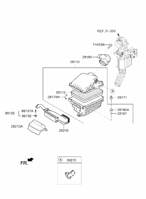 2016 Hyundai Tucson Air Cleaner Filter Diagram for 28113-4W000