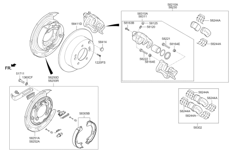 2017 Hyundai Tucson Rear Wheel Brake Assembly Left Hand Diagram for 58210-4W100