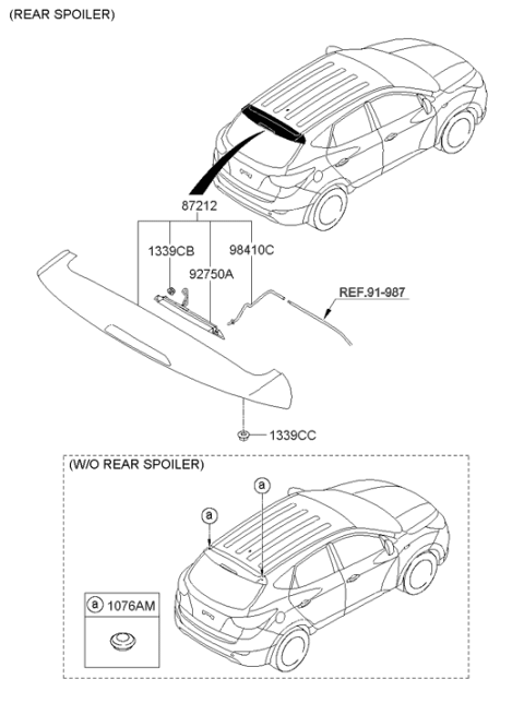 2015 Hyundai Tucson Fuel Cell Roof Garnish & Rear Spoiler Diagram 2
