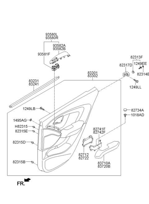 2015 Hyundai Tucson Right Rear Power Window Sub Switch Assembly Diagram for 93580-2S610-9P