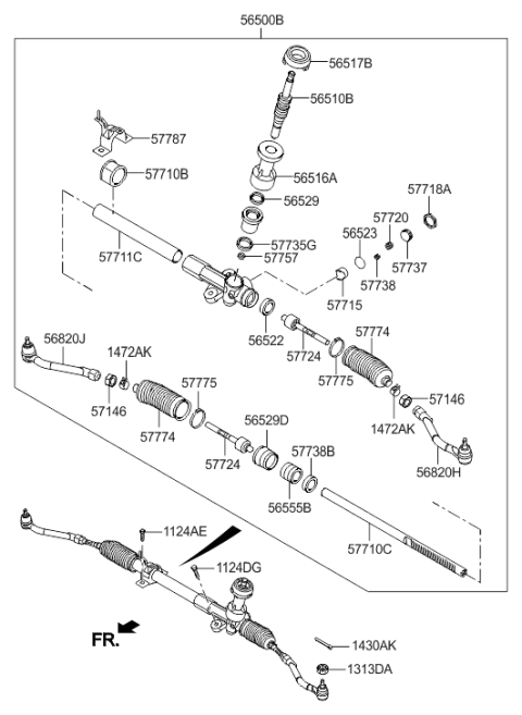 2017 Hyundai Tucson Steering Gear Assembly Diagram for 56500-4W100