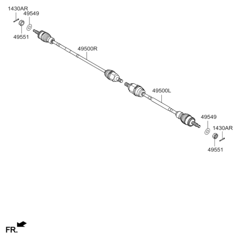 2015 Hyundai Tucson Drive Shaft Assembly Right Hand Diagram for 49501-4W000