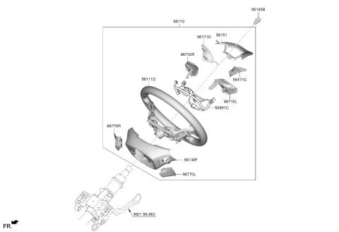 2021 Hyundai Kona Electric Right Steering Remote Control Switch Assembly Diagram for 96720-J9110-TMT