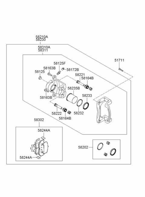 2009 Hyundai Sonata Rear Disc Brake Pad Kit Diagram for 58302-3KA63
