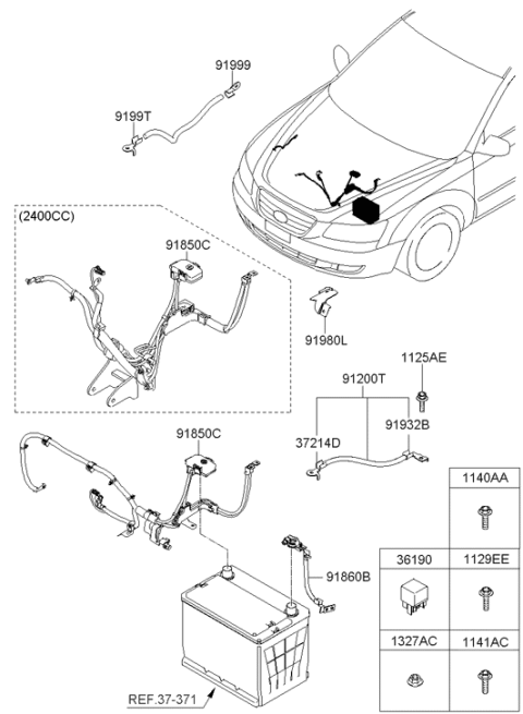 2009 Hyundai Sonata Wiring Assembly-Battery (-) Diagram for 91860-3K010