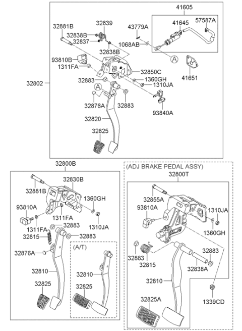 2010 Hyundai Sonata Brake Pedal Diagram for 32810-3K000