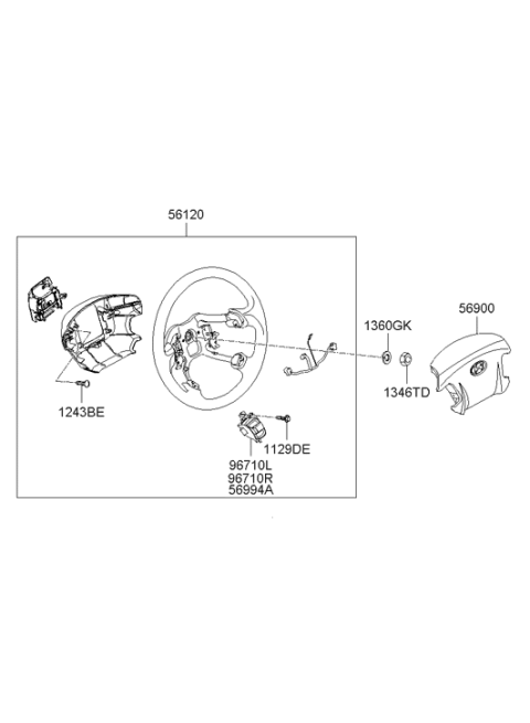 2007 Hyundai Sonata Left Steering Remote Control Switch Assembly Diagram for 96710-3K605-4N
