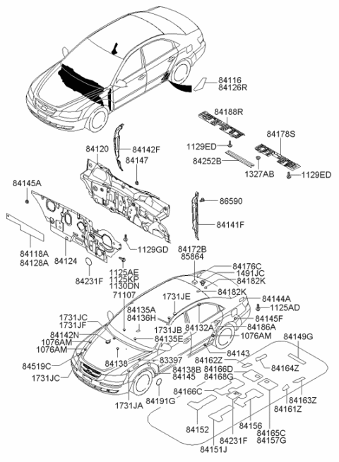 2009 Hyundai Sonata Bolt-Washer Assembly Diagram for 11293-06146-B