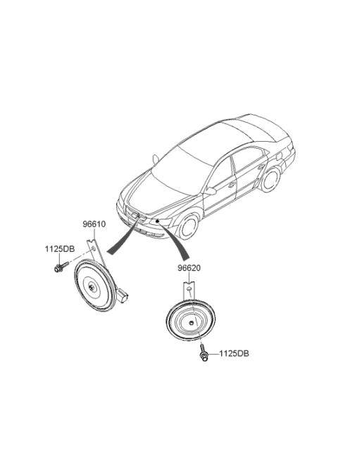 2009 Hyundai Sonata High Pitch Horn Assembly Diagram for 96620-3K000