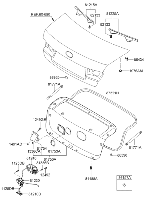 2009 Hyundai Sonata Trunk Lock Latch Actuator Diagram for 81230-0A501