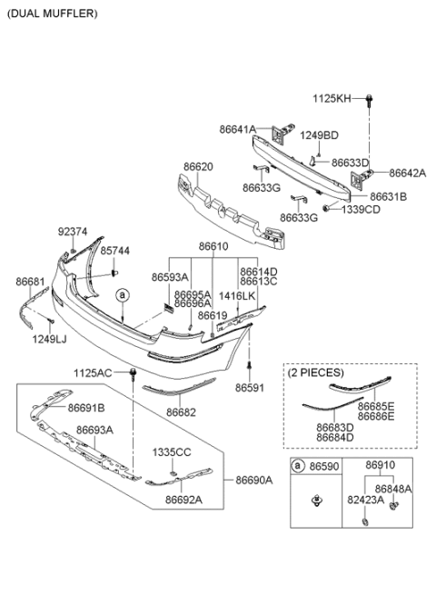 2008 Hyundai Sonata Rear Bumper Diagram 2