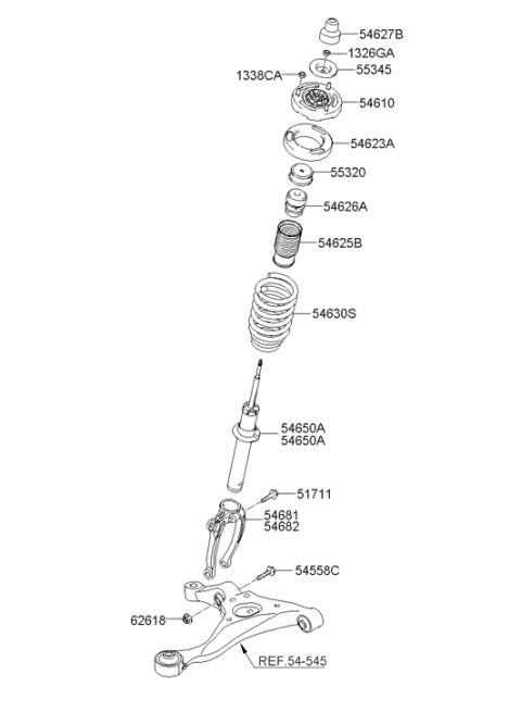 2007 Hyundai Sonata Strut Assembly Diagram for 54611-3K680
