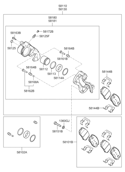 2009 Hyundai Sonata Pad Spring Diagram for 58144-3K000