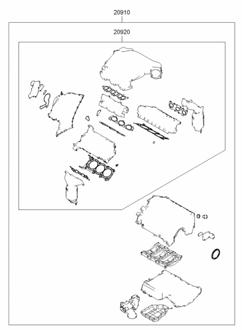 2009 Hyundai Sonata Old Body Style Engine Gasket Kit Diagram 2