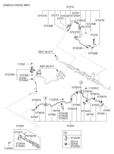 2007 Hyundai Sonata Bracket-Pressure Hose Diagram for 57250-3K100