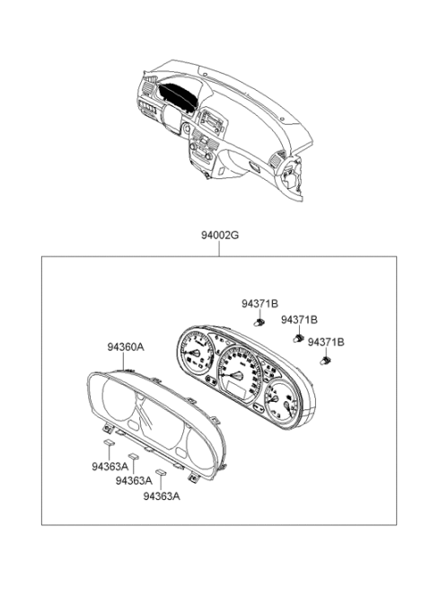 2009 Hyundai Sonata Instrument Cluster Assembly Diagram for 94011-0A020