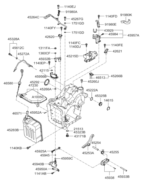 2010 Hyundai Sonata Oil Level Gauge Diagram for 46580-3A200