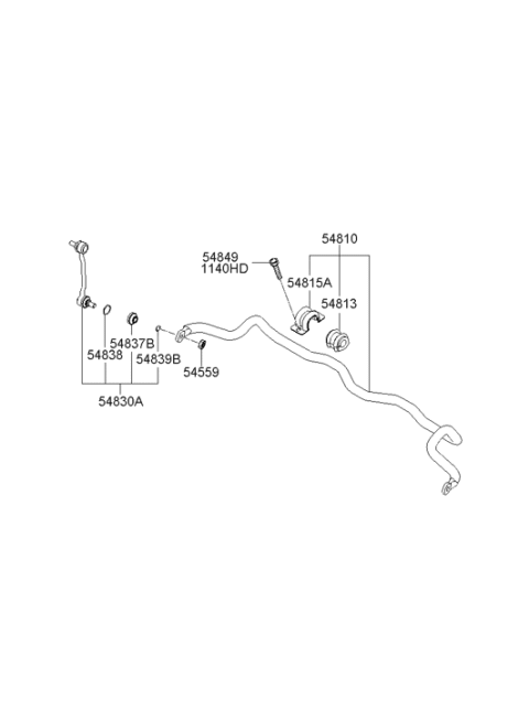 2010 Hyundai Sonata Link Assembly-Front Stabilizer Diagram for 54830-3K010