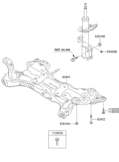 2012 Hyundai Elantra Crossmember Complete Diagram for 62400-3Y000