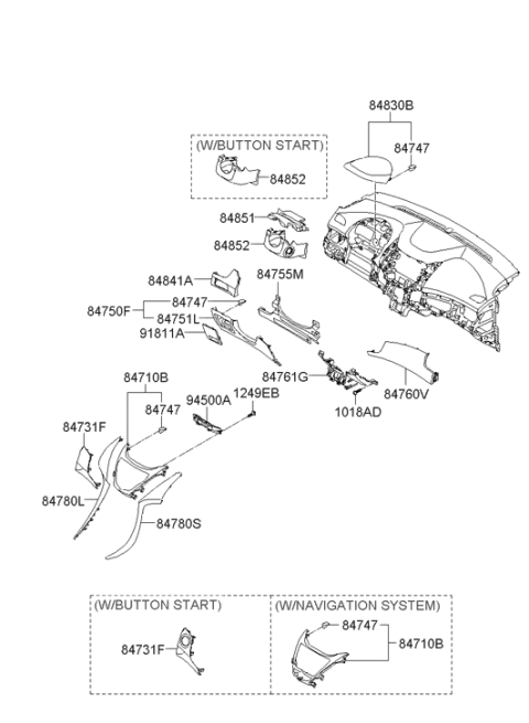 2012 Hyundai Elantra Steering Column Upper Shroud Diagram for 84850-3Y000-RY
