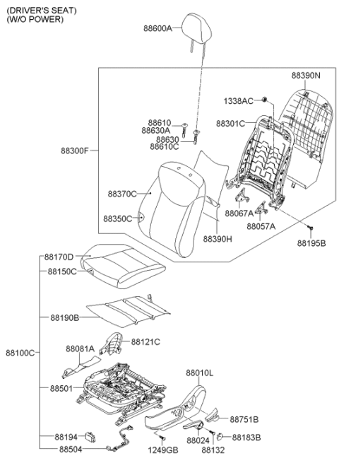 2011 Hyundai Elantra Cover-Recliner Front Seat RH Inner Diagram for 88293-3Y000-HZ