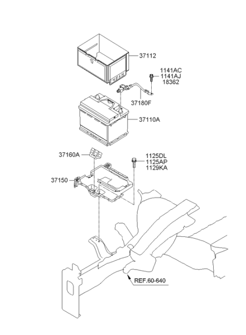 2012 Hyundai Elantra Battery Sensor Assembly Diagram for 37180-3X000