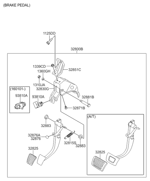 2012 Hyundai Elantra Brake Pedal Assembly Diagram for 32800-3X100