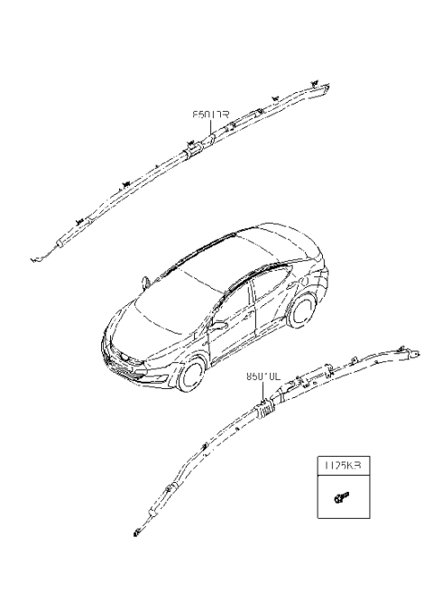 2012 Hyundai Elantra Right Hand Curtain Air Bag Module Diagram for 85020-3Y000