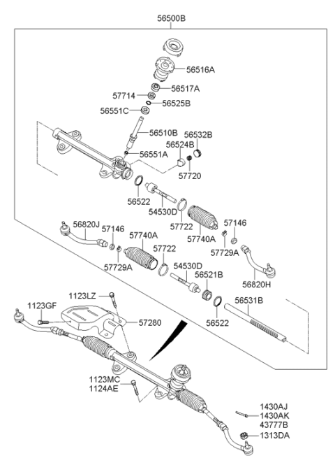 2013 Hyundai Elantra Rack-Steering Gear Box Diagram for 56531-3X000