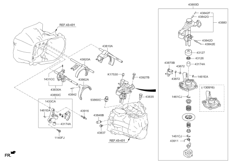 2012 Hyundai Elantra Rail Sub Assembly-Shift(1&2) Diagram for 43810-32200