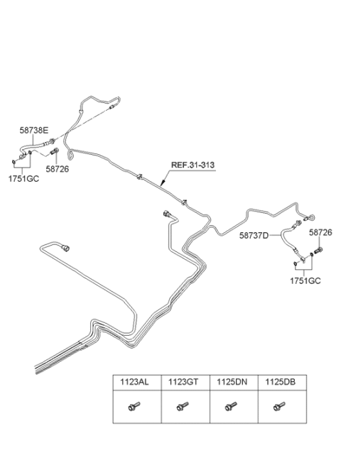 2013 Hyundai Elantra US Alabama made Brake Fluid Line Diagram 2
