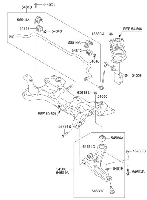2011 Hyundai Elantra Link-Stabilizer Diagram for 54830-0U000