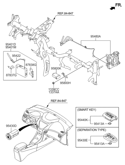 2013 Hyundai Elantra Smart Key Fob Diagram for 95440-3X200