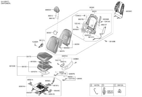 2023 Hyundai Tucson Front Cushion Covering Assembly Left Hand Diagram for 88160-N9510-KWF