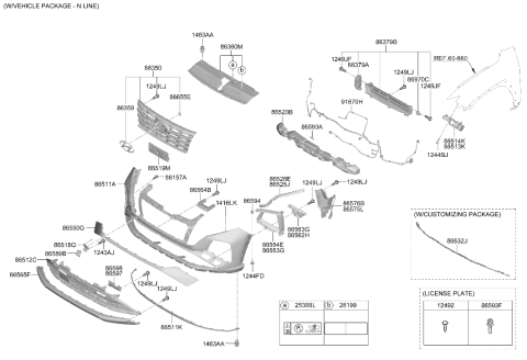 2022 Hyundai Tucson Bracket-FRT Bumper LWR MTG,RH Diagram for 865B4-N9CA0