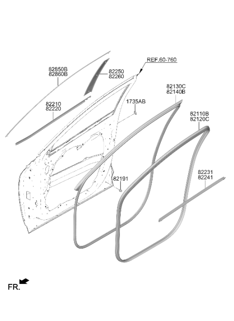 2024 Hyundai Tucson W/STRIP ASSY-FR DR SIDE RH Diagram for 82140-N9500