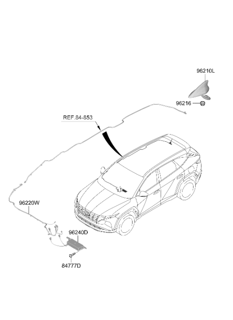 2023 Hyundai Tucson Combination Antenna Assembly Diagram for 96210-N9000-EB